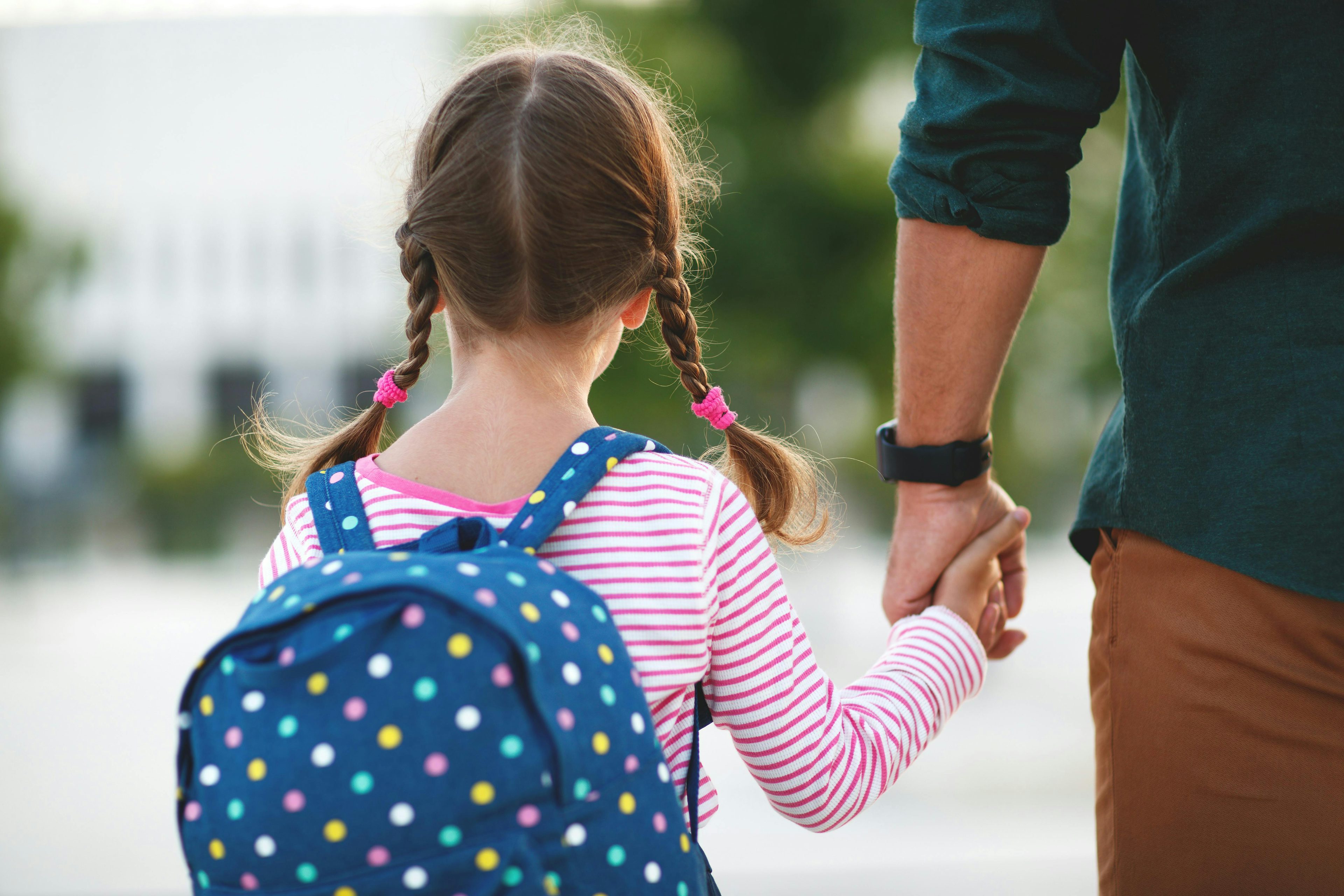 A child holding their fathers hand